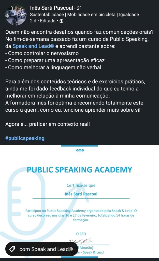 Public Speaking Academy Testemunho