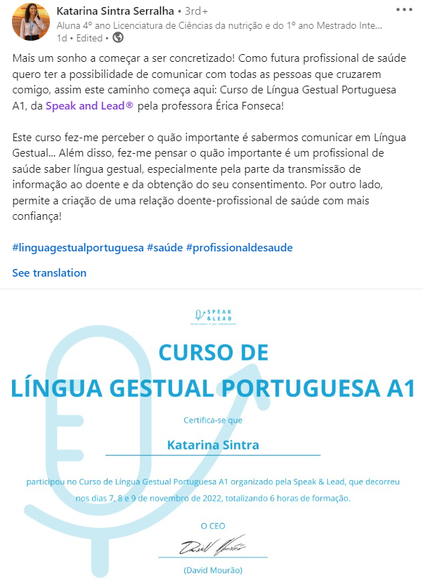 Curso de Língua Gestual Portuguesa A1